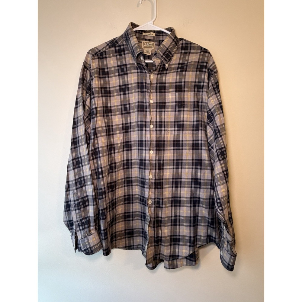 LL Bean Men's L Reg Plaid Button Up Long Sleeve Shirt‎ Traditional Fit BGS 6